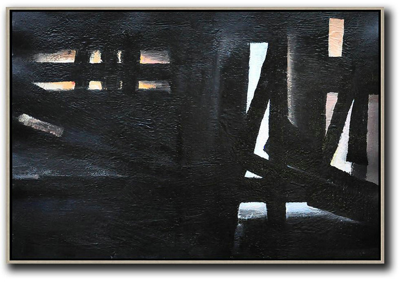 Large Contemporary Art Canvas Painting,Oversized Horizontal Minimal Art On Canvas - Original Art Acrylic Painting
